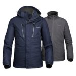 OutdoorMaster Men’s 3-in-1 Ski Jacket – Winter Jacket Set with Fleece Liner Jacket & Hooded Waterproof Shell – for Men (Deep Blue,M)