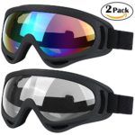 Ski Goggles, 2 Pack Snowboard Goggles Skate Glasses, Motorcycle Cycling Goggles for Kids, Boys & Girls, Youth, Men & Women, with UV 400 Protection, Wind Resistance, Anti-Glare Lenses