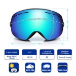 EXP VISION Ski Snowboard Goggles for Man Woman and Younth, OTG Snow Goggle Anti Fog UV400 Protection Winter Outdoor Sports Goggle-Blue