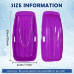 6 Pcs 35 in Plastic Snow Sled for Kids Adults Toboggan Winter Snow Sled with Pull Rope and Handles Downhill Sprinter Sleds for Kids Baby Sand Board Sleigh (Green, Purple, Orange)