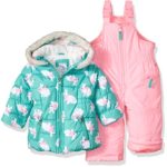 Carter’s Baby Girls 2-Piece Heavyweight Printed Snowsuit, Turquoise Bunny, 12M