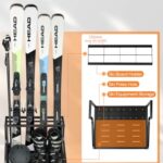 FHXZH Ski Storage Rack for Garage – Freestanding Ski Holders for 4 Pairs of Skis, Ski Boot, Ski Poles, Goggles, Helmet and More, Heavy Duty Steel Floor Stand Ski Organizer for Garage Basement