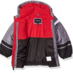 LONDON FOG Boys’ Little 2-Piece Snow Pant & Jacket Snowsuit(Discontinued), Black Print/red pop, 5/6