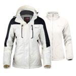 OutdoorMaster Women’s 3-in-1 Ski Jacket – Winter Jacket Set with Fleece Liner Jacket & Hooded Waterproof Shell – for Women (Off White,S)