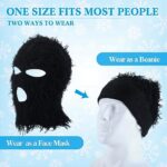 Panitay 2 Pcs 3 Hole Distressed Balaclava Knitted Full Face Ski Mask Warm Winter Ski Mask Windproof Neck Warmer for Men Women (Black, Red)