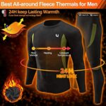 UNIQUEBELLA Men’s Thermal Underwear Sets Top & Long Johns Fleece Quick Drying(Sets Black, M)