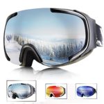 Tryiins OTG Ski Goggles Over Glasses Women’s Mens Youth Anti Fog Ski Snowboard Snow Goggles with Big Wide Sherical Lens Panoramic View with half frame protection 100% UV Protection Smooth Air-flow