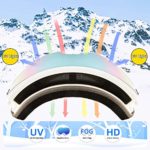 Ski Goggles Snow Snowboard Goggles for Men Women Youth 100% UV Protection Anti Fog Sports Winter Skiing (Whiteframe Revogreen Lens Vlt 16.5%, One size)