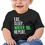 ANYE&&HF Eat Sleep Water Ski Repeat Baby Boys Short Sleeve Shirt Black