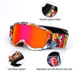 Flantor Kids Ski Goggles,Non-Slip Strap Snow Goggles,Snowboard Goggles for Kids – Over Glasses with UV 400 Protection, Anti-Fog, 100% UV Protection,Helmet Compatible for Boy & Girl