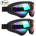 Ski Goggles 2 Packs, Multicolor Lenses Snow Goggles with Wind Dust UV 400 Protection for Women Men Kids Girls Boys Winter Snowboard Snowmobile Skiing Skate Motorcycle Bicycle Riding (Black/Black)