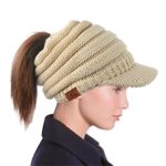 UMFun Women Hat Baggy Warm Crochet Winter Wool Knit Ski Beanie Skull Slouchy Caps (Beige)