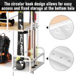 bimiti Freestanding Ski Organizer Floor Stand Ski Storage Rack Ski Holders for 4 Pairs of Skis,Ski Boot, Ski Poles, Goggles, Helmet and More 2-tier Ski Board Bracket