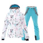 Women’s Ski Jackets and Pants Set Windproof Waterproof, Blue, Size Medium