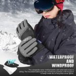 MCTi Ski Gloves,Winter Waterproof Snowboard Snow 3M Thinsulate Warm Touchscreen Cold Weather Women Gloves Wrist Leashes Grey Medium