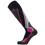 High Performance Wool Ski Socks – Outdoor Wool Skiing Socks, Snowboard Socks (Black/Grey/Neon Pink, Small)
