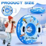 40’’ Snow Tube, Inflatable Snow Tubes for Kids & Adults, Thickened Heavy Duty Sled with Cold-Resistant PVC and Raised Handle, Winter Toys for Outdoor Sledding, Christmas Snow Sleds Gift