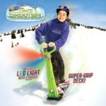 GeoSpace Original LED Ski Skooter: Fold-up Snowboard Kick-Scooter for Use on Snow and Grass, Assorted Colors