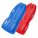 Slippery Racer Downhill Xtreme Toboggan Snow Sled (2 Pack), Red/ Blue