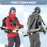 Hikeen Ski Carrier Straps, Poles and Boot Skis Straps with Adjustable Anti-Slip Shoulder Slings & Metal Buckle and Swivel Hook for Men Women Kids?1Pack?