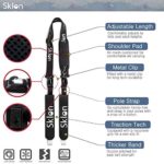 Sklon Ski Strap and Pole Carrier | Avoid The Struggle and Effortlessly Transport Your Ski Gear Everywhere You Go | Features Cushioned Shoulder Sling | Great for Families – Men, Women and Kids – Black