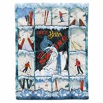 Life is Better with Skiing Snow Ski Avid Skiers Birthday Christmas Fleece Sherpa Blanket Bed Throw Size Tapestry Wall Hanging