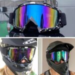 4-FQ Motorcycle Goggles Dirt Bike Goggles Windproof ATV Dustproof Racing GogglesScratch Resistant Ski Goggles Protective Safety Glasses PU Resin (Black frame+Color lens)