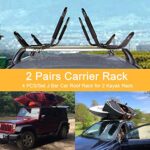 PIRIPARA Kayak Roof Rack 2 Pairs J-Bar Carrier Holder for Canoe, SUV, Cars, Truck, Surf Ski, Car Top Mount Racks for Trip, Set of 4