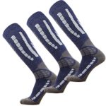 Pure Athlete Ski Socks – Best Lightweight Warm Skiing Socks (Blue/Silver – 3 Pack, Large/X-Large)