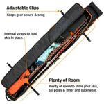 Ski Bag and Ski Boot Bag Combo for Air Travel Unpadded – Ski Luggage Bags for Snow Travel Gear – Ski Case for Cross Country, Downhill, Boots, Helmet, Poles, Clothes and Accessories