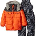 iXtreme Toddler Boys’ Colorblock Snowsuit W/Print Bib, Orange, 4T