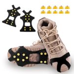 DUALF Traction Cleats, Snow Grips Ice Creepers Over Shoe Boot,Anti Slip 10-Studs TPE Rubber Crampons with 10 Free Studs for Footwear (Blue/Black) (Black, Small)