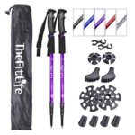 TheFitLife Nordic Walking Trekking Poles – 2 Packs with Antishock and Quick Lock System, Telescopic, Collapsible, Ultralight for Hiking, Camping, Mountaining, Backpacking, Walking, Trekking (Purple)