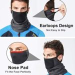 Arcweg 2PCS Neck Gaiter Thermal Soft Face Warmer Bandanas Stretchy with Ear Loops Tube Scarf Neck Warmer Fleece Motorbike Men Women Winter Sports Balaclava Running Skiing Cycling Black and Dark Grey