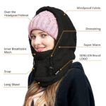 Senllen Balaclava Cold Weather Fleece Windproof Ski Mask Winter Breathable Thermal Face Mask Neck Warmer Scarf Helmet Hood for Men/Women Black