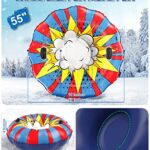 EPN Snow Tube, 55″ Extra Large Snow Sled with 1 mm Heavy-duty Thickened Bottom Higher Sturdy Handles Cold-resistant PVC Inflatable Sled Toboggan for Kids Adults Sledding Skiing Winter Outdoor Fun Toys