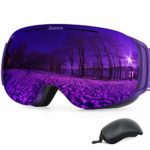 Gonex Magnetic Ski Goggles, Rimless Snowboard Goggles with Interchangeable Lens, Anti-Fog 100% UV 400 Protection Snow Goggles for Men& Women, Large Size Purple Frame Purple Lens