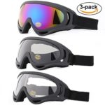 Ski Goggles, Yidomto Pack of 3 Snowboard Goggles for Kids,Boys,Girls,Youth, Mens,Womens,with UV Protection,Windproof,Anti Glare(multicolor/Grey/Transparent)