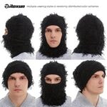 ROXUN Distressed Balaclava Ski Mask, Shiesty Yeat Airsoft Custom Camo Knitted Face Mask for Men/Women Black