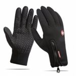 Outdoor Winter Touchscreen Waterproof Warm Adjustable Size Gloves for Running, Hiking, Clamming, Skiing, Cycling, Driving for Men & Women (Large, Black)