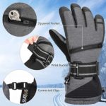 Waterproof Ski Gloves, Winter Warm Cozy 3M Thinsulate Snow Gloves for Skiing, Snowboarding, Shoveling, Cycling, Outdoor Sports, Gifts for Men,Women, Black, Large
