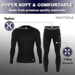 Nautica Mens Base Layer Set – Warm Underlayer Pants & Shirt – Lightweight Cold Weather Inner Wear – Full Body Winter Gear, Long Underwear & Pajamas (Black, X-large)