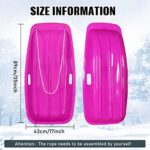 6 Pcs 35 In Plastic Snow Sled for Kids Adults Toboggan Winter Snow Sled with Pull Rope and Handles Downhill Sprinter Sleds for Kids Baby Sand Board Sleigh (Red, Pink, Blue)