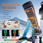 Cirorld Merino Wool Ski Socks Women Men,2 Pairs Knee High Winter Warm Skiing Socks Performance Thermal Snowboarding Socks