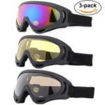 Ski Goggles, Yidomto Pack of 3 Snowboard Goggles for Kids,Boys,Girls,Youth, Mens,Womens,with UV Protection,Windproof,Anti Glare(multicolor/Yellow/Tawny)