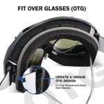 ZIONOR Lagopus Ski Snowboard Goggles UV Protection Anti fog Snow Goggles for Men Women Youth VLT 8.6% Black Frame Silver Lens