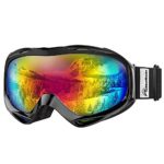 OutdoorMaster OTG Ski Goggles – Over Glasses Ski/Snowboard Goggles for Men, Women & Youth – 100% UV Protection (Black Frame + VLT 15.8% Grey Lens with REVO Red)