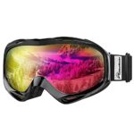 OutdoorMaster OTG Ski Goggles – Over Glasses Ski / Snowboard Goggles for Men, Women & Youth – 100% UV Protection (Black Frame + VLT 13.2% Grey Lens with Full REVO Pink)