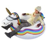 GoFloats Winter Snow Tube – Inflatable Toboggan Sled for Kids and Adults (Choose from Unicorn, Ice Dragon, Polar Bear, Penguin, Flamingo)