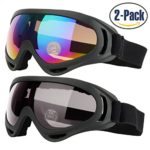 Ski Goggles, Pack of 2, Snowboard Goggles for Kids, Boys & Girls, Youth, Men & Women, with UV 400 Protection, Wind Resistance, Anti-Glare Lenses, made by COOLOO